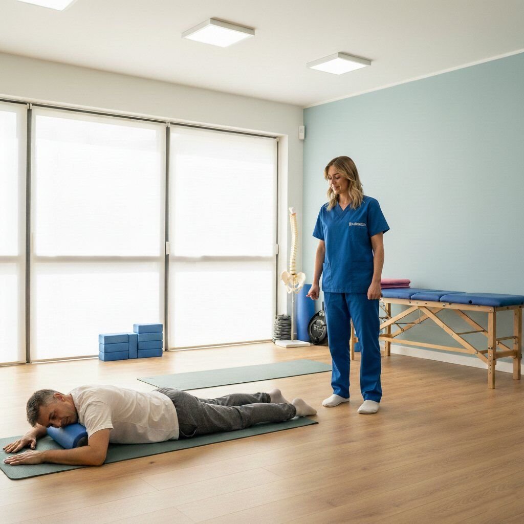 Interno del Poliambulatorio BluMedica a Sandrigo attrezzato per sedute di ginnastica posturale.