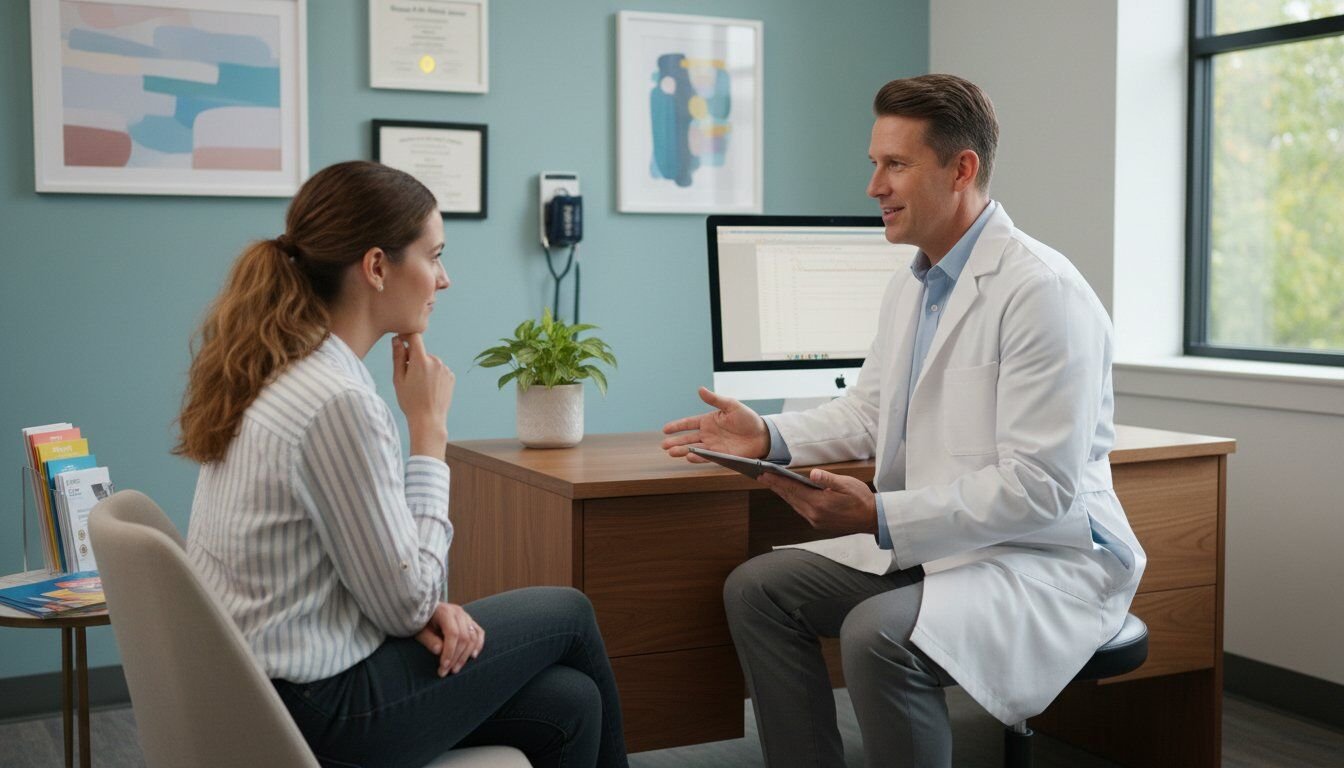 Medico neurologo analizza sintomi e storia clinica del paziente